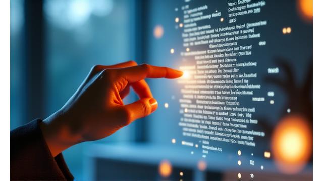 KI generiert einen Blogpost auf einem Computerbildschirm, umgeben von Notizen und kreativen Elementen.