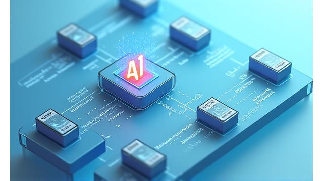Visualisierung eines automatisierten Content-Workflows mit Verbindungslinien zwischen verschiedenen Plattform-Icons