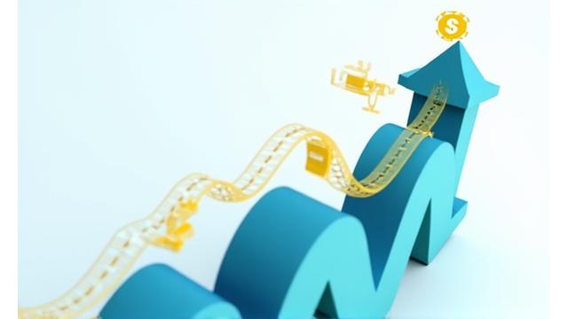 Eine Roadmap oder Zeitleiste, die Schritte zur Skalierung einer digitalen Präsenz aufzeigt, mit Icons für Teams, Finanzen und neue Plattformen